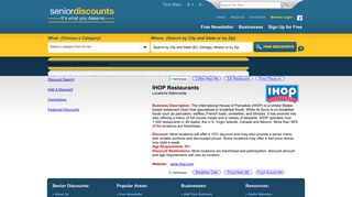 Senior Discounts - IHOP Restaurants - Specializes in breakfast foods ...