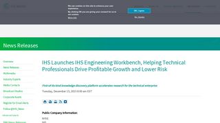 IHS Launches IHS Engineering Workbench, Helping Technical ...