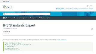 IHS Standards Expert - OCLC Support