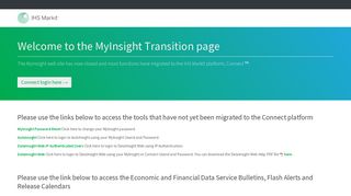 MyInsight Transition page - IHS Markit