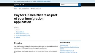 Pay for UK healthcare as part of your immigration application - GOV.UK