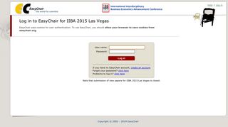 Log in to EasyChair for IIBA 2015 Las Vegas