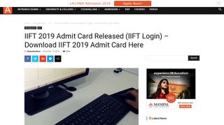 IIFT 2019 Admit Card Released (IIFT Login) - Download IIFT 2019 ...