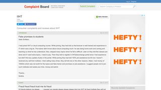 IIHT Complaints - Indian Complaint Board Forum