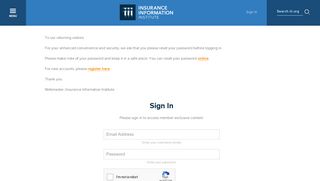 User account | III - Insurance Information Institute