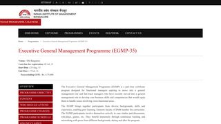 Executive General Management Programme (EGMP-35) - IIMB