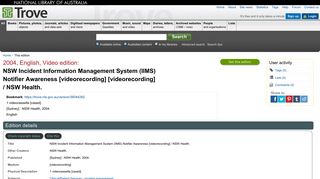 NSW Incident Information Management System (IIMS) Notifier ... - Trove