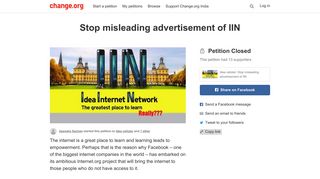 Petition · Idea cellular: Stop misleading advertisement of IIN · Change ...