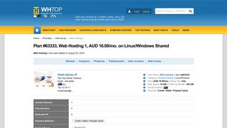 Web Hosting 1 from iinet.net.au, #63333 on Shared, Linux/Windows