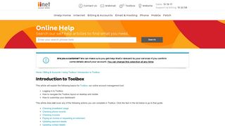 Introduction to Toolbox - iiHelp - iiNet