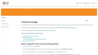 Volume Usage - - iiNet Toolbox