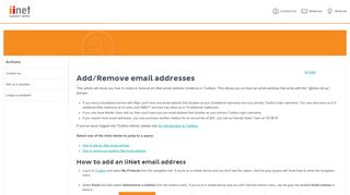 Add/Remove email addresses - - iiNet Toolbox