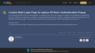 Custom Built Login Page to replace IIS Basic Authentication Popup