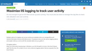 Maximize IIS logging to track user activity - News, Tips, and Advice for ...