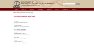 Information for setting up the email - Department of ... - <span class=