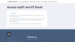 Access myIIT and IIT Email | IIT Institute of Design