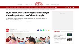 IIT JEE Main 2019: Online registrations for JEE Mains begin today ...