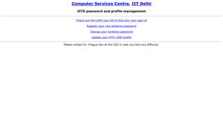 Login for IITD password update utility - the Computer Services Centre