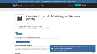 International Journal of Cardiology and Research (IJCRR) | Publons