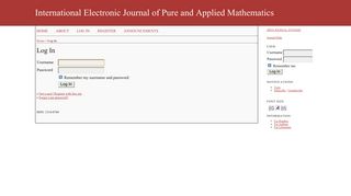 Log In - International Journal of Pure and Applied Mathematics