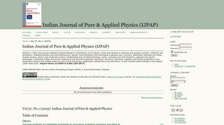 Indian Journal of Pure & Applied Physics (IJPAP)
