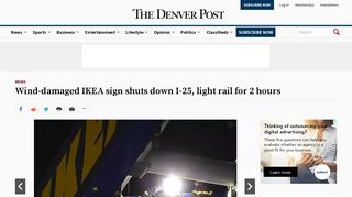 Wind-damaged IKEA sign shuts down I-25, light rail ... - The Denver Post