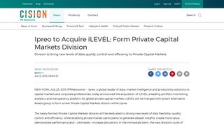 Ipreo to Acquire iLEVEL; Form Private Capital Markets Division