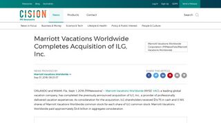 Marriott Vacations Worldwide Completes Acquisition of ILG, Inc.