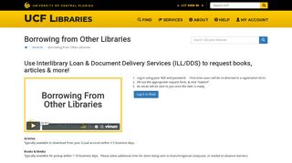Borrowing from Other Libraries - UCF Libraries