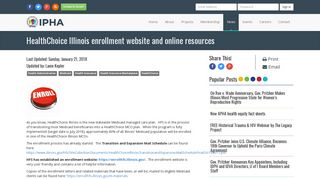 HealthChoice Illinois enrollment website and online resources - IPHA