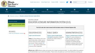 Educator Licensure Information System (ELIS) - Illinois State Board ...
