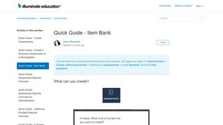 Quick Guide - Item Bank – Illuminate Education