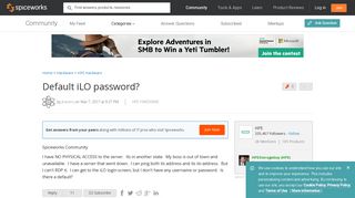 Default iLO password? - HPE Hardware - Spiceworks Community