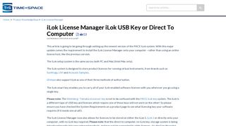 iLok License Manager iLok USB Key or Direct To Computer | Time+ ...