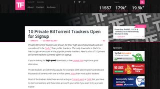 10 Private BitTorrent Trackers Open for Signup - TorrentFreak