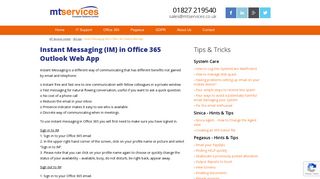 Instant Messaging (IM) in Office 365 Outlook Web App - MT Services