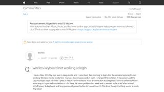 wireless keyboard not working at login - Apple Community