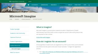 Microsoft Imagine | Department of Health Administration and Policy