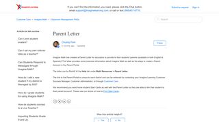 Parent Letter – Customer Care