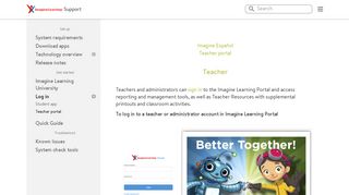 Teacher portal | Imagine Learning Support