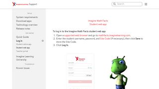 Student web app | Imagine Learning Support