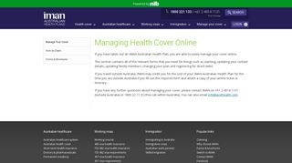 Managing Health Cover - IMAN Australian Health Plans