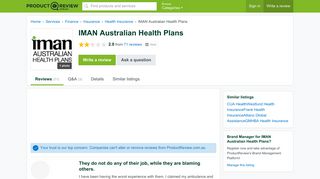 IMAN Australian Health Plans Reviews - ProductReview.com.au