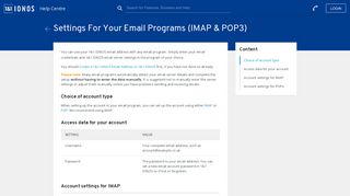 Settings For Your Email Programs (IMAP & POP3) - 1&1 IONOS Help