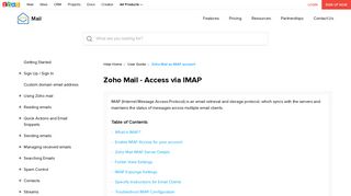 Zoho Mail - IMAP and SMTP Configuration details