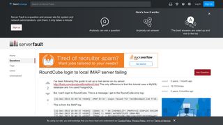 postfix - RoundCube login to local IMAP server failing - Server Fault