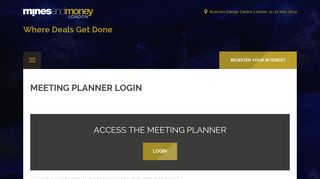 Meeting Planner Login | Mines and Money London