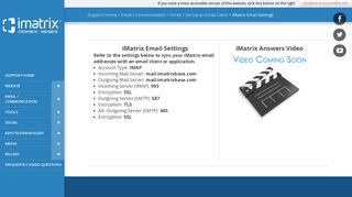 iMatrix Email Settings - Internet Matrix, Inc. - Online Support - Website ...
