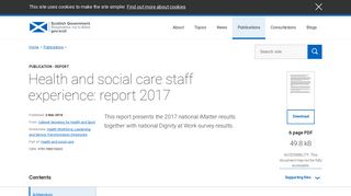 Health and social care staff experience: report 2017 - The Scottish ...