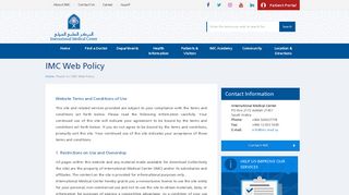 IMC Web Policy | International Medical Center